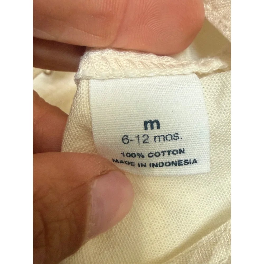 baby Gap Vintage 90s Cream Cotton Shortall Overalls 6-12 Months Off White